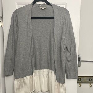 LOFT Gray and Cream Cardigan